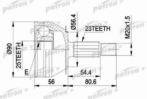 Patron PCV1082 - Шарнірний комплект, ШРУС, приводний вал autozip.com.ua