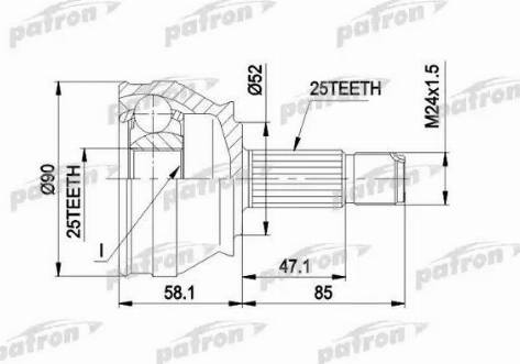 Patron PCV1032 - Шарнірний комплект, ШРУС, приводний вал autozip.com.ua