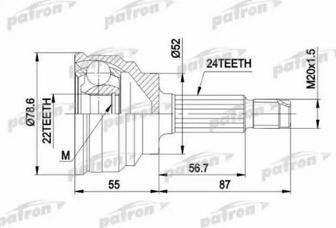 Patron PCV1024 - Шарнірний комплект, ШРУС, приводний вал autozip.com.ua