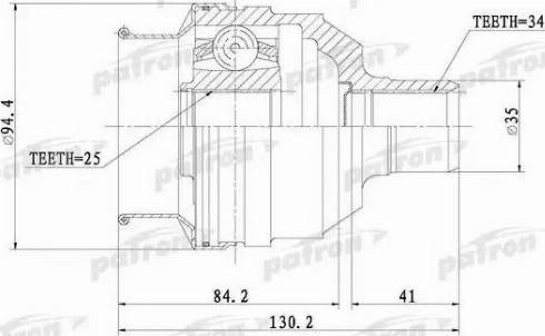 Patron PCV1072 - Шарнірний комплект, ШРУС, приводний вал autozip.com.ua