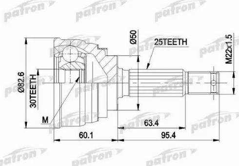 Patron PCV1191 - Шарнірний комплект, ШРУС, приводний вал autozip.com.ua