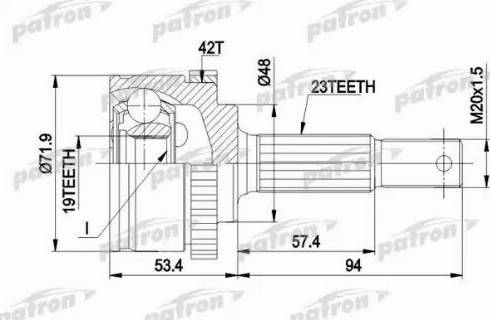 Patron PCV1197 - Шарнірний комплект, ШРУС, приводний вал autozip.com.ua