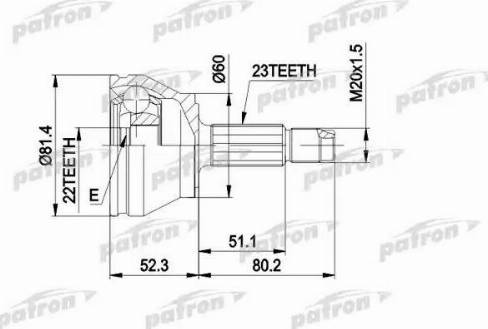 Patron PCV1156 - Шарнір, ШРУС, приводний вал autozip.com.ua