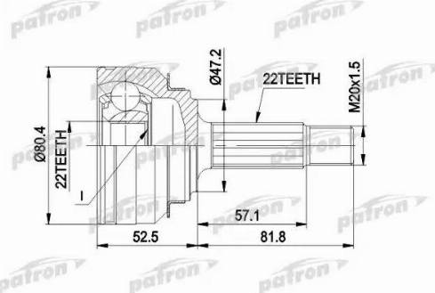 Patron PCV1158 - Шарнірний комплект, ШРУС, приводний вал autozip.com.ua