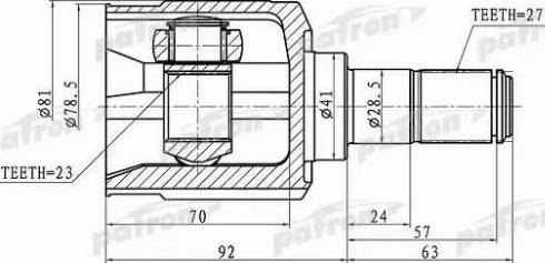 Patron PCV1162 - Шарнірний комплект, ШРУС, приводний вал autozip.com.ua