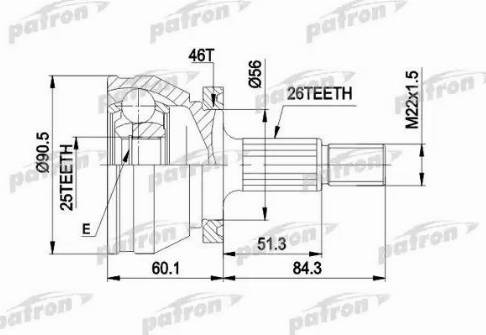 Patron PCV1167 - Шарнірний комплект, ШРУС, приводний вал autozip.com.ua