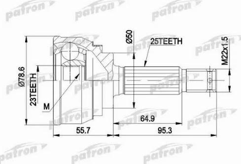 Patron PCV1104 - Шарнірний комплект, ШРУС, приводний вал autozip.com.ua