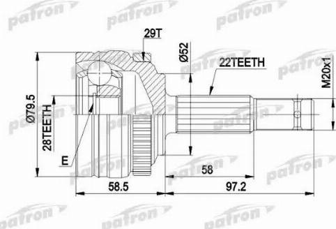 Patron PCV1116 - Шарнір, ШРУС, приводний вал autozip.com.ua