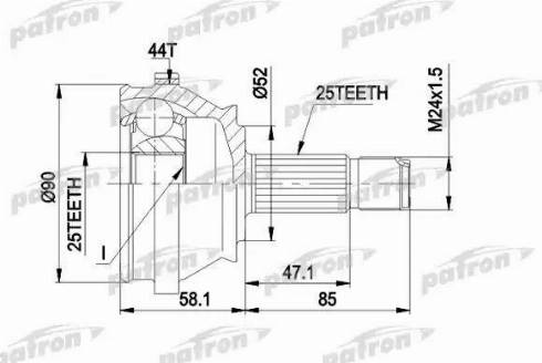 Patron PCV1110 - Шарнірний комплект, ШРУС, приводний вал autozip.com.ua