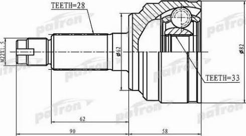 Patron PCV1185 - Шарнір, ШРУС, приводний вал autozip.com.ua