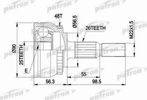 Patron PCV1133 - Шарнірний комплект, ШРУС, приводний вал autozip.com.ua