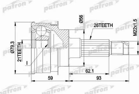 Patron PCV1137 - Шарнірний комплект, ШРУС, приводний вал autozip.com.ua