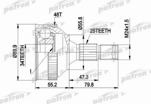 Patron PCV1176 - Шарнірний комплект, ШРУС, приводний вал autozip.com.ua