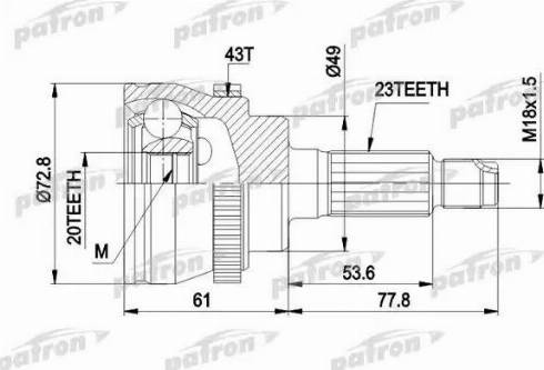 Patron PCV1394 - Шарнірний комплект, ШРУС, приводний вал autozip.com.ua