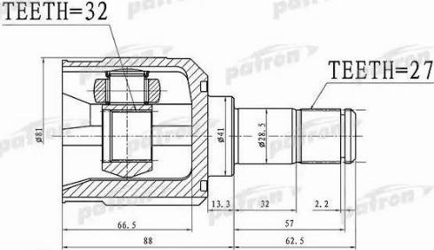 Patron PCV1390 - Шарнірний комплект, ШРУС, приводний вал autozip.com.ua