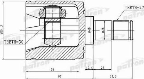 Patron PCV1340 - Шарнірний комплект, ШРУС, приводний вал autozip.com.ua