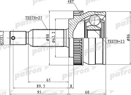 Patron PCV1352 - Шарнірний комплект, ШРУС, приводний вал autozip.com.ua