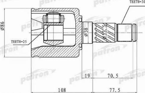 Patron PCV1357 - Шарнірний комплект, ШРУС, приводний вал autozip.com.ua