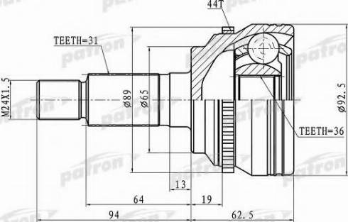 Patron PCV1366 - Шарнір, ШРУС, приводний вал autozip.com.ua