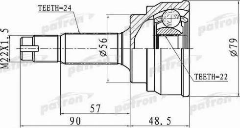 Patron PCV1307 - Шарнірний комплект, ШРУС, приводний вал autozip.com.ua