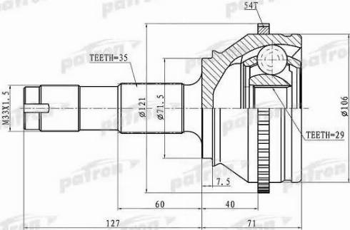 Patron PCV1334 - Шарнірний комплект, ШРУС, приводний вал autozip.com.ua