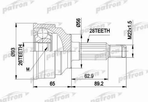 Patron PCV1291 - Шарнірний комплект, ШРУС, приводний вал autozip.com.ua