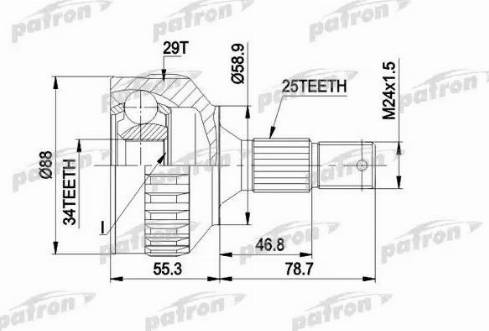 Patron PCV1292 - Шарнірний комплект, ШРУС, приводний вал autozip.com.ua