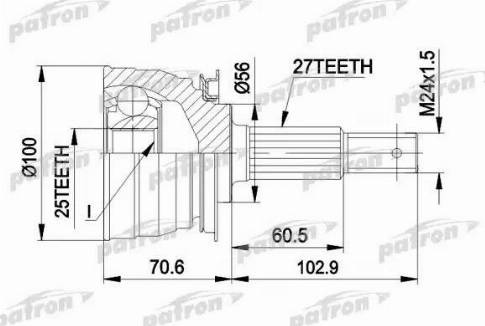 Patron PCV1249 - Шарнірний комплект, ШРУС, приводний вал autozip.com.ua