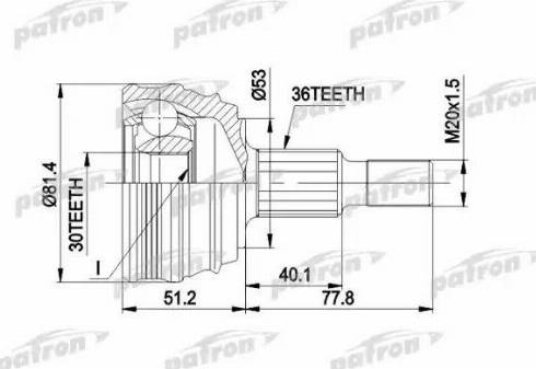 Patron PCV1241 - Шарнірний комплект, ШРУС, приводний вал autozip.com.ua