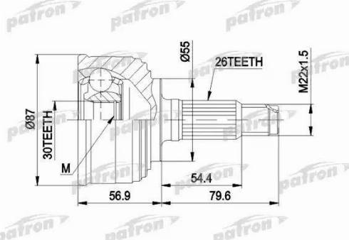 Patron PCV1255 - Шарнір, ШРУС, приводний вал autozip.com.ua