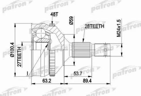 Patron PCV1264 - Шарнір, ШРУС, приводний вал autozip.com.ua