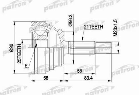 Patron PCV1204 - Шарнірний комплект, ШРУС, приводний вал autozip.com.ua