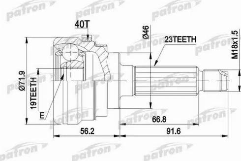 Patron PCV1280 - Шарнірний комплект, ШРУС, приводний вал autozip.com.ua