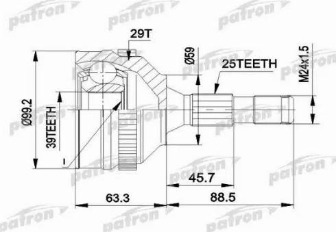 Patron PCV1281A - Шарнірний комплект, ШРУС, приводний вал autozip.com.ua