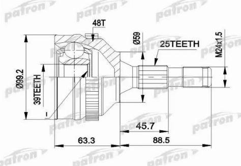 Patron PCV1281 - Шарнірний комплект, ШРУС, приводний вал autozip.com.ua