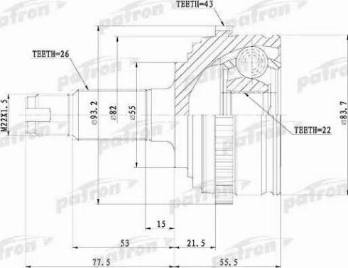 Patron PCV1288 - Шарнірний комплект, ШРУС, приводний вал autozip.com.ua