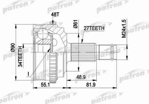 Patron PCV1222 - Шарнірний комплект, ШРУС, приводний вал autozip.com.ua