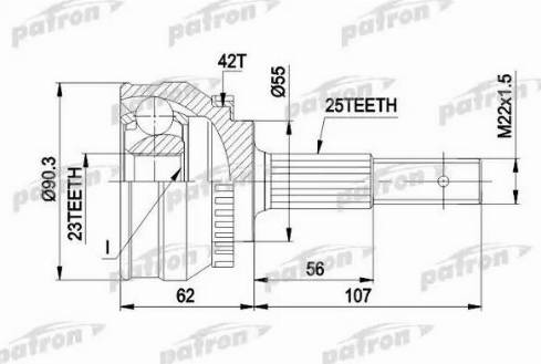 Patron PCV1275 - Шарнірний комплект, ШРУС, приводний вал autozip.com.ua