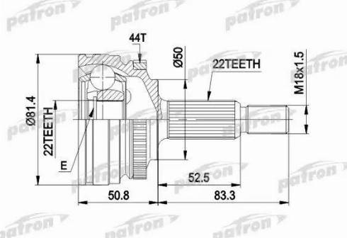 Patron PCV1272 - Шарнірний комплект, ШРУС, приводний вал autozip.com.ua