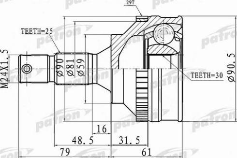 Patron PCV1717 - Шарнір, ШРУС, приводний вал autozip.com.ua