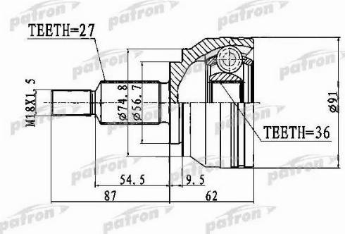 Patron PCV1771 - Шарнір, ШРУС, приводний вал autozip.com.ua
