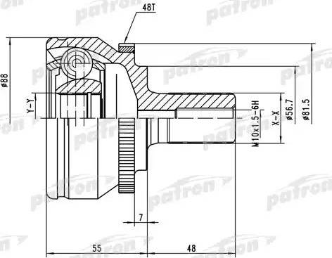 Patron PCV3560 - Шарнірний комплект, ШРУС, приводний вал autozip.com.ua