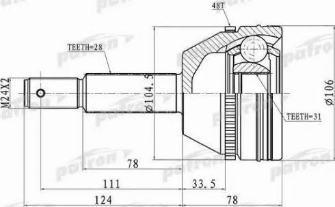 Patron PCV3237 - Шарнір, ШРУС, приводний вал autozip.com.ua