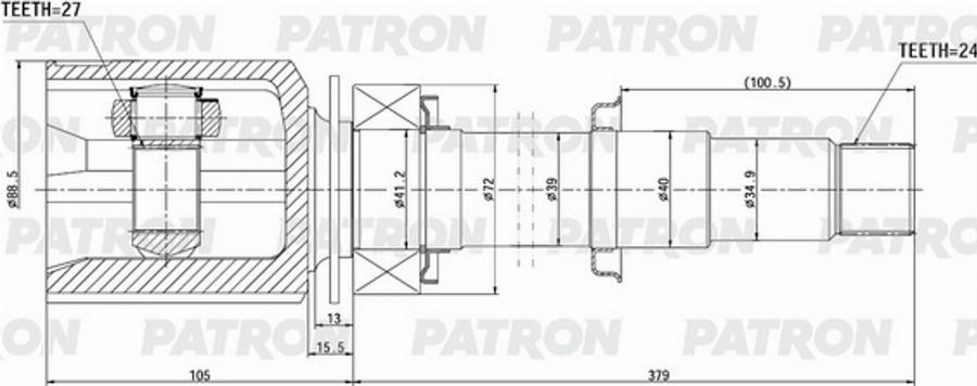 Patron PCV2099 - Шарнірний комплект, ШРУС, приводний вал autozip.com.ua