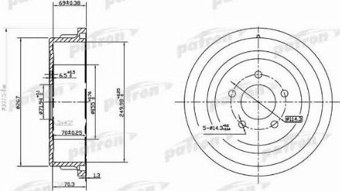 Patron PDR1482 - Гальмівний барабан autozip.com.ua