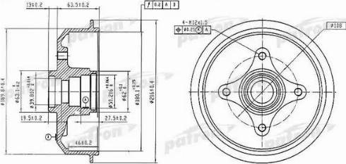 Patron PDR1054 - Гальмівний барабан autozip.com.ua