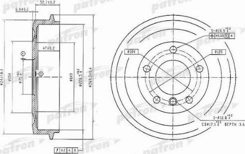 Patron PDR1035 - Гальмівний барабан autozip.com.ua