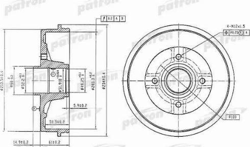 Patron PDR1347 - Гальмівний барабан autozip.com.ua