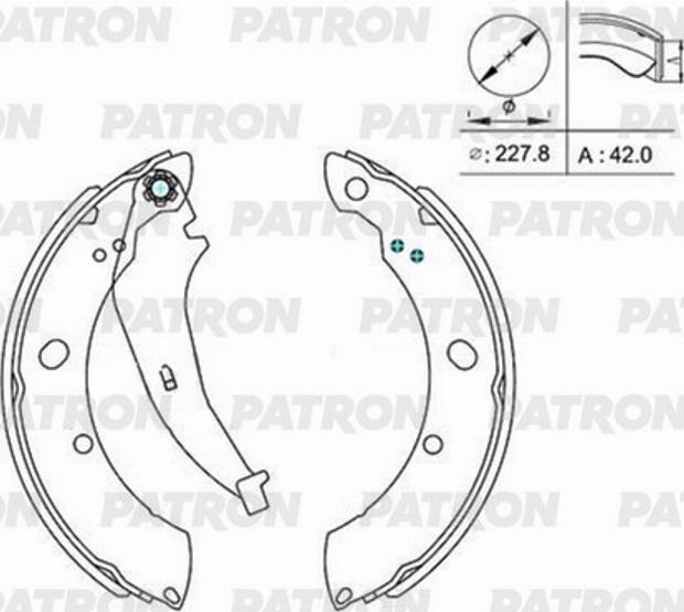 Patron PSP015 - Комплект гальм, барабанний механізм autozip.com.ua