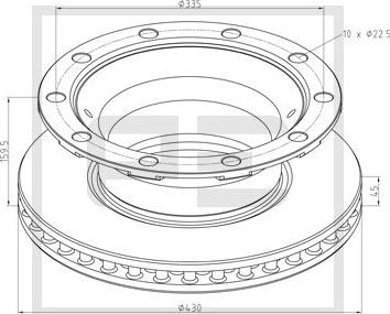 PE Automotive 046.384-00A - Гальмівний диск autozip.com.ua